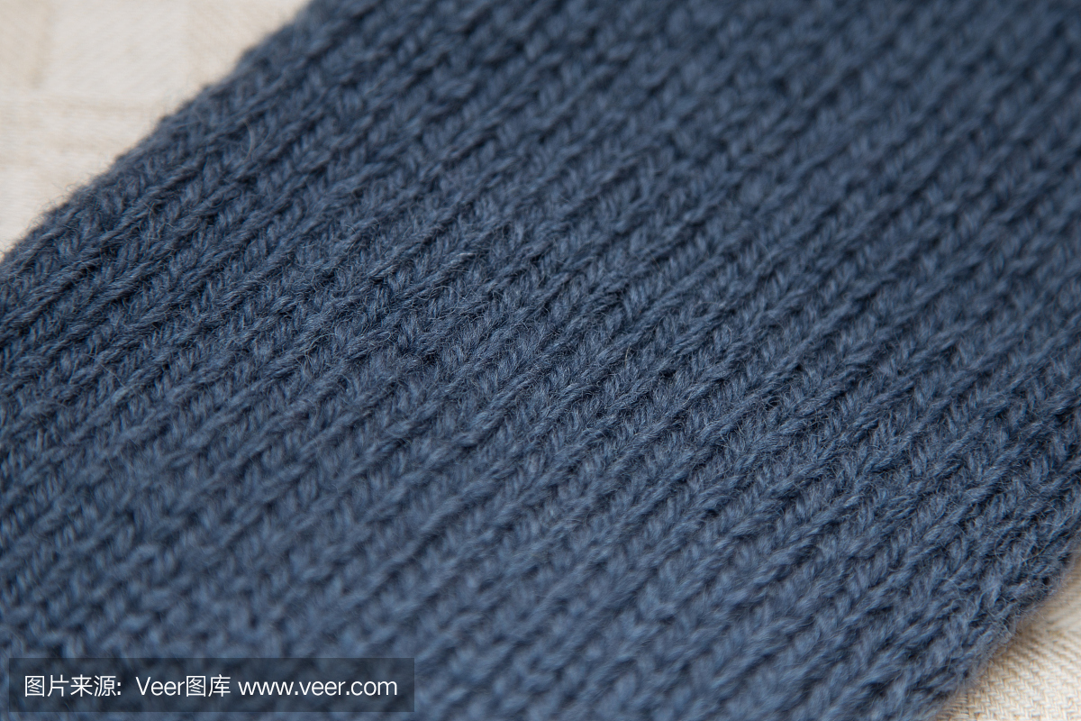 手工針織圖案特寫(xiě)。羊毛針織紗。